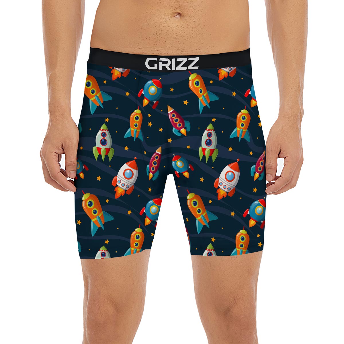 Rockets Space Print Pattern Boxer Briefs-grizzshop