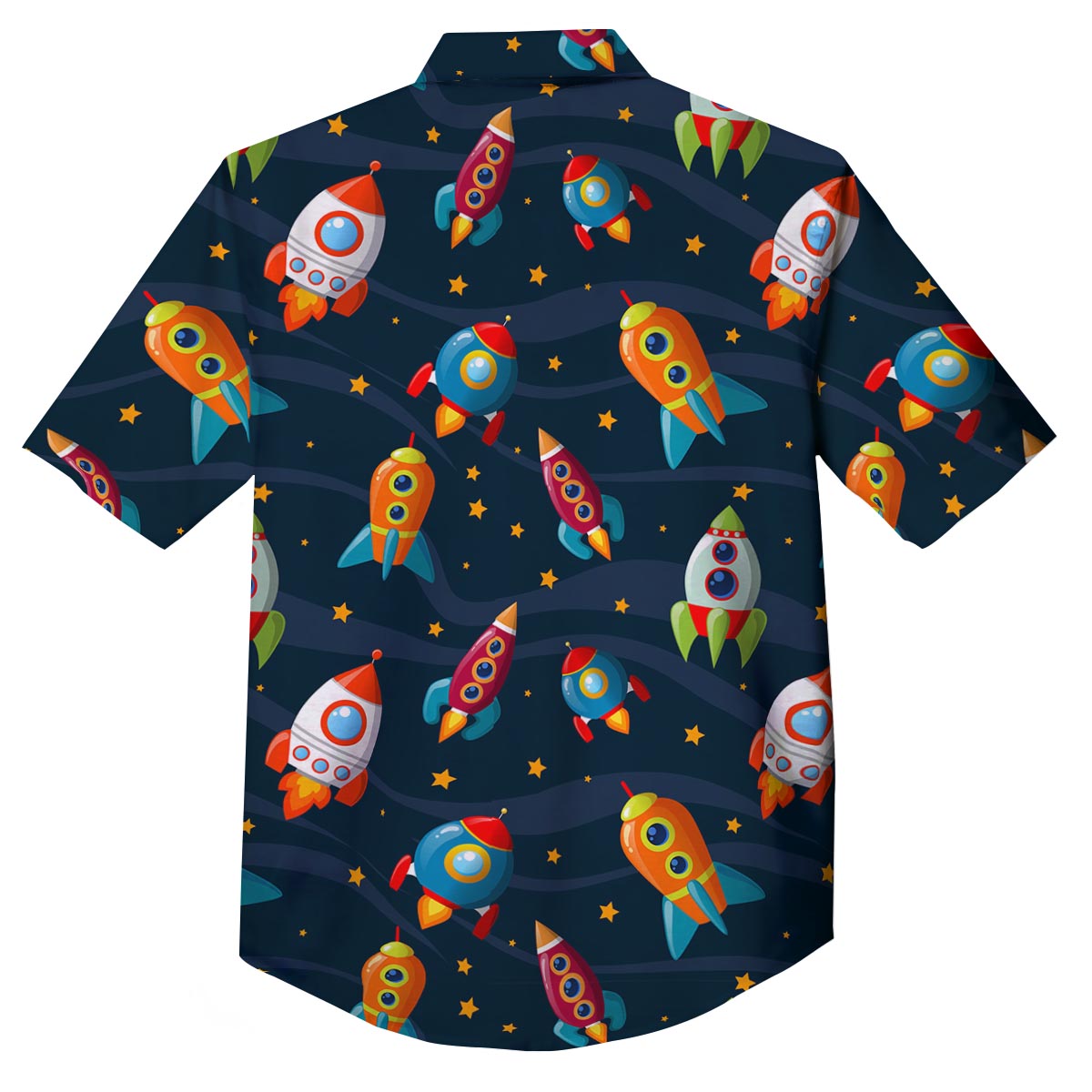 Rockets Space Print Pattern Button Up Shirt-grizzshop