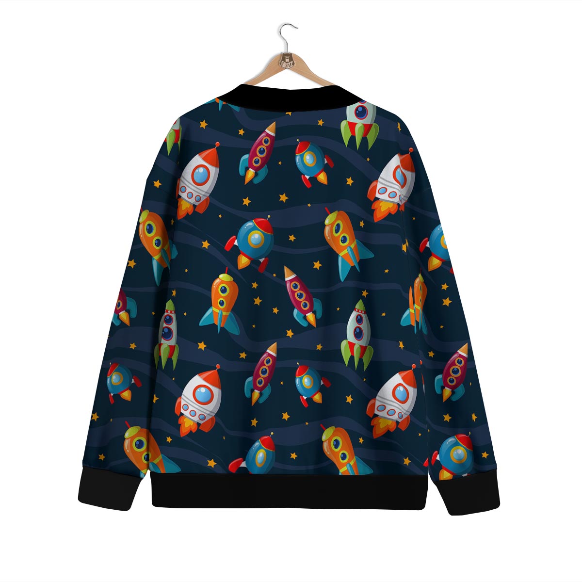 Rockets Space Print Pattern Cardigan-grizzshop