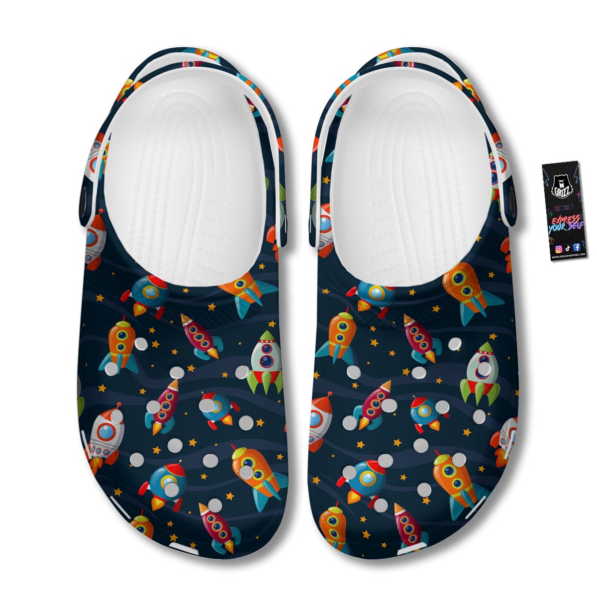 Rockets Space Print Pattern Clog-grizzshop