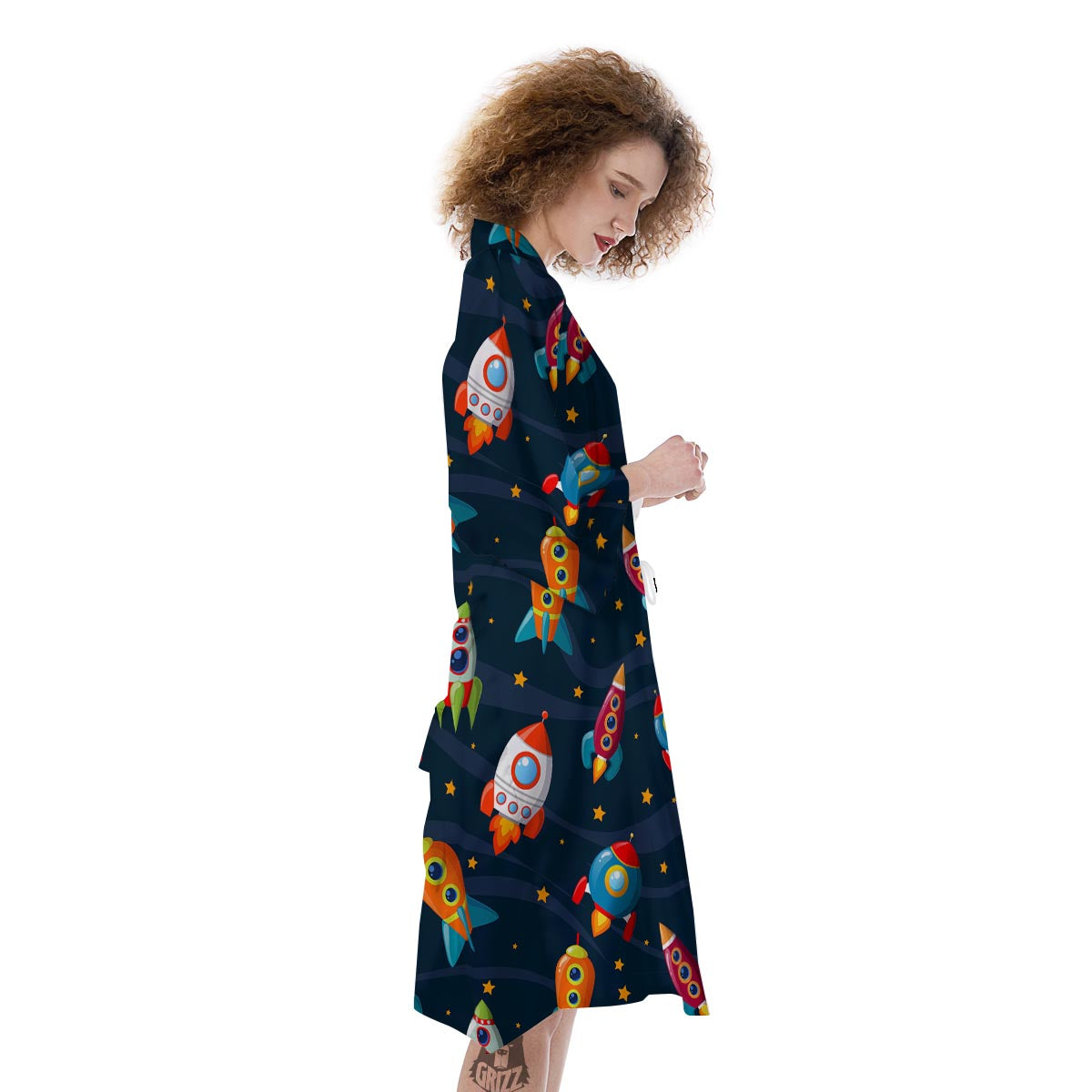 Rockets Space Print Pattern Kimono-grizzshop