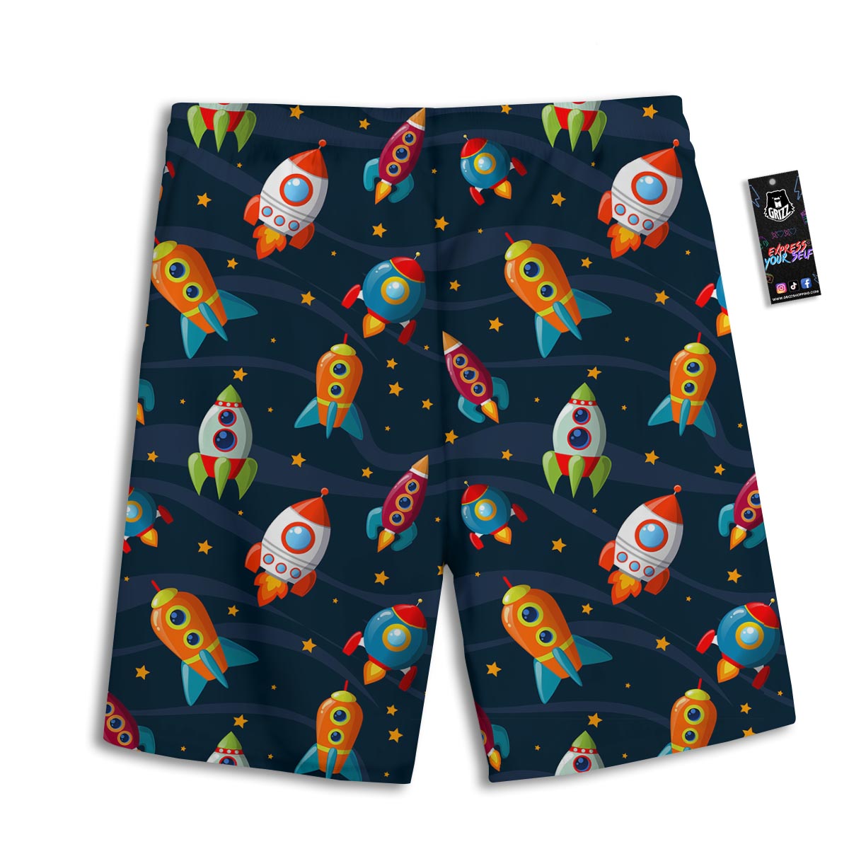 Rockets Space Print Pattern Men's Athletic Shorts