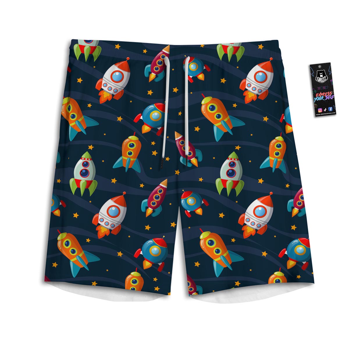 Rockets Space Print Pattern Men's Athletic Shorts