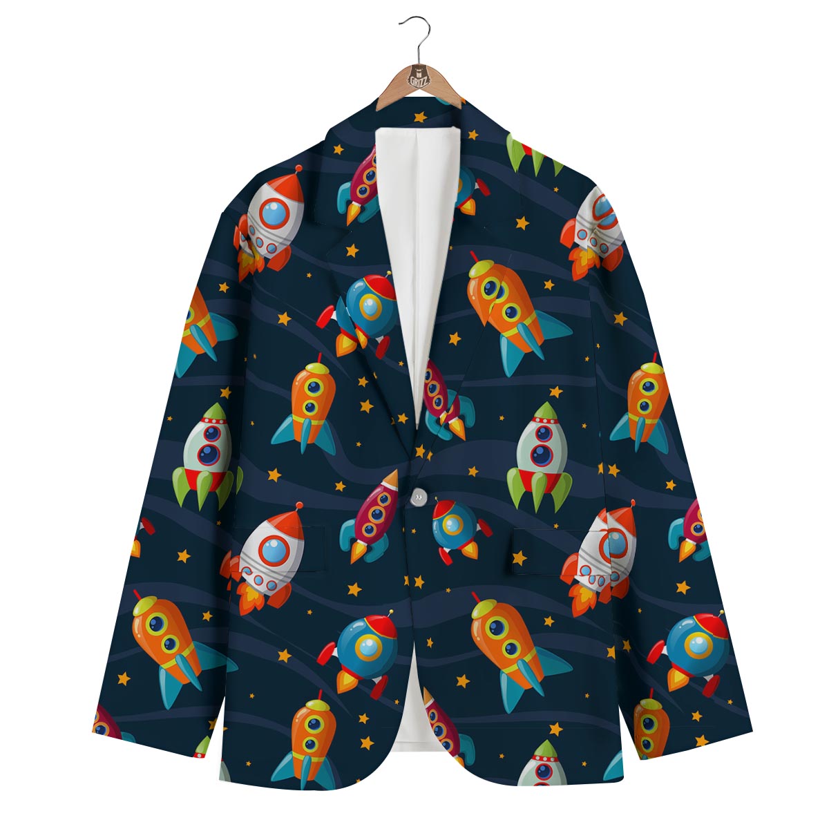 Rockets Space Print Pattern Men's Blazer-grizzshop
