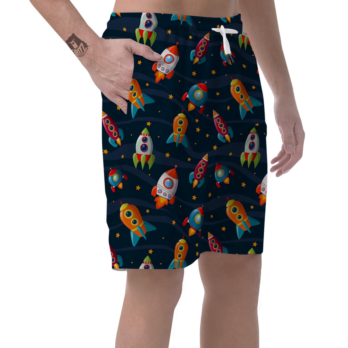 Rockets Space Print Pattern Men's Shorts-grizzshop