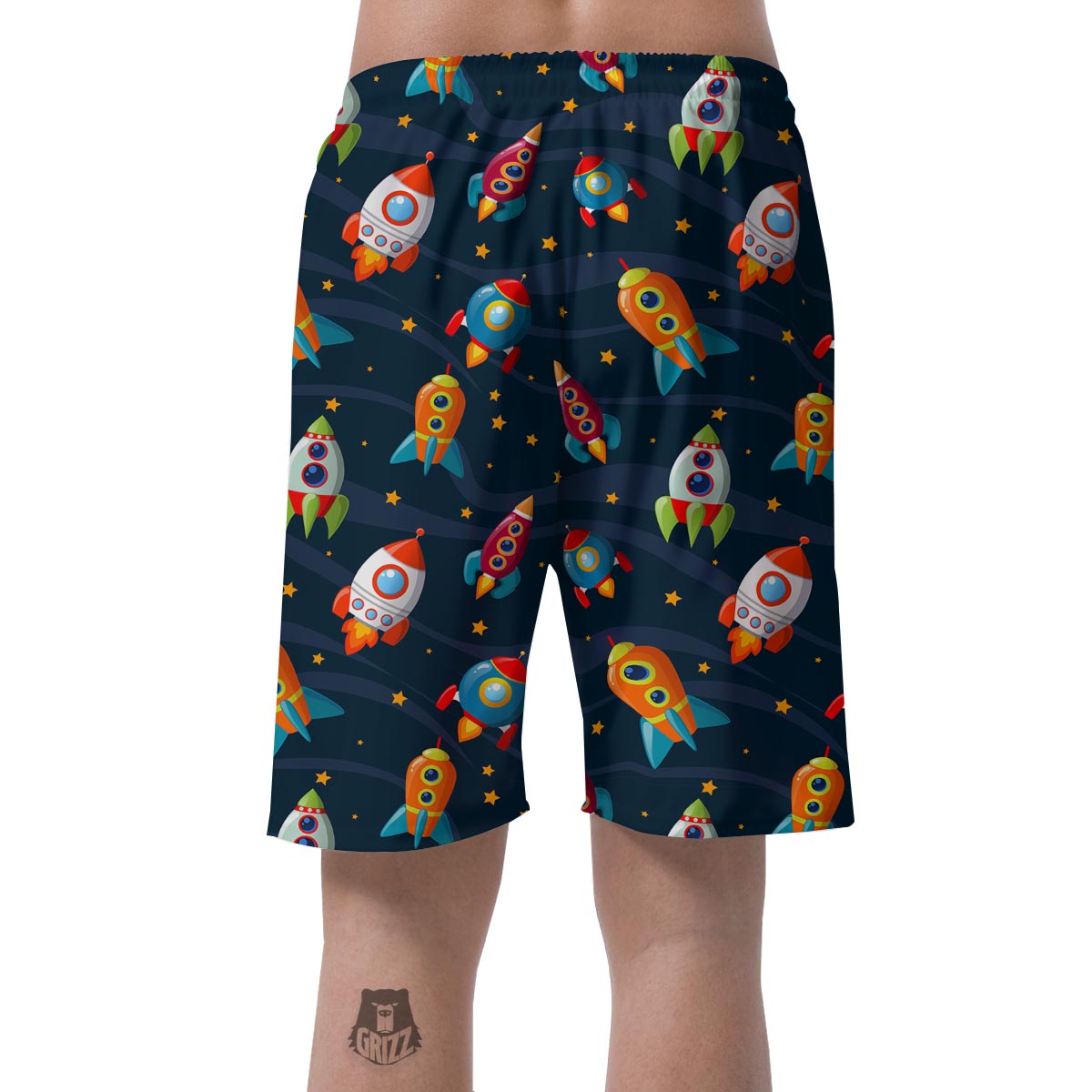 Rockets Space Print Pattern Men's Shorts-grizzshop