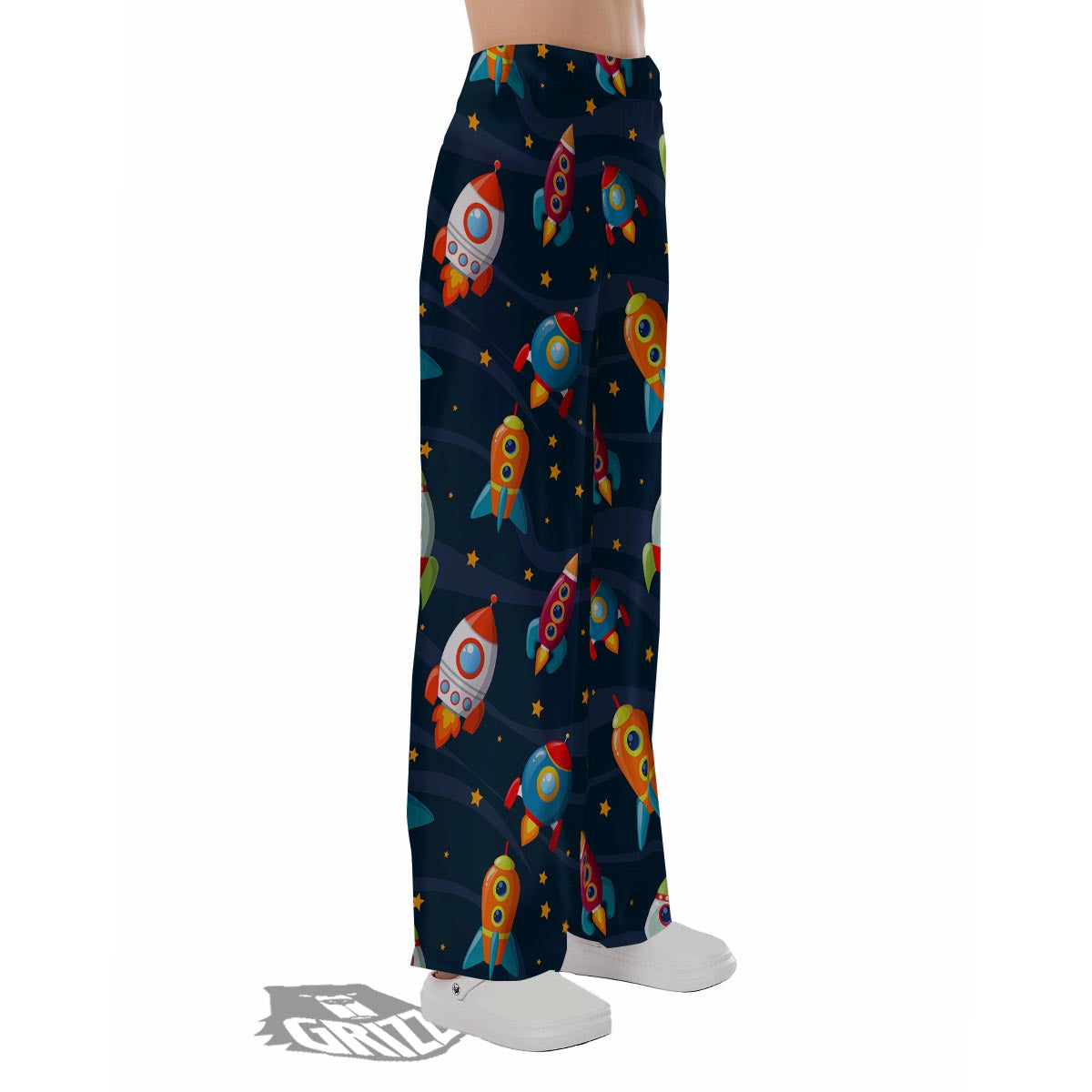Rockets Space Print Pattern Pajama Pants-grizzshop