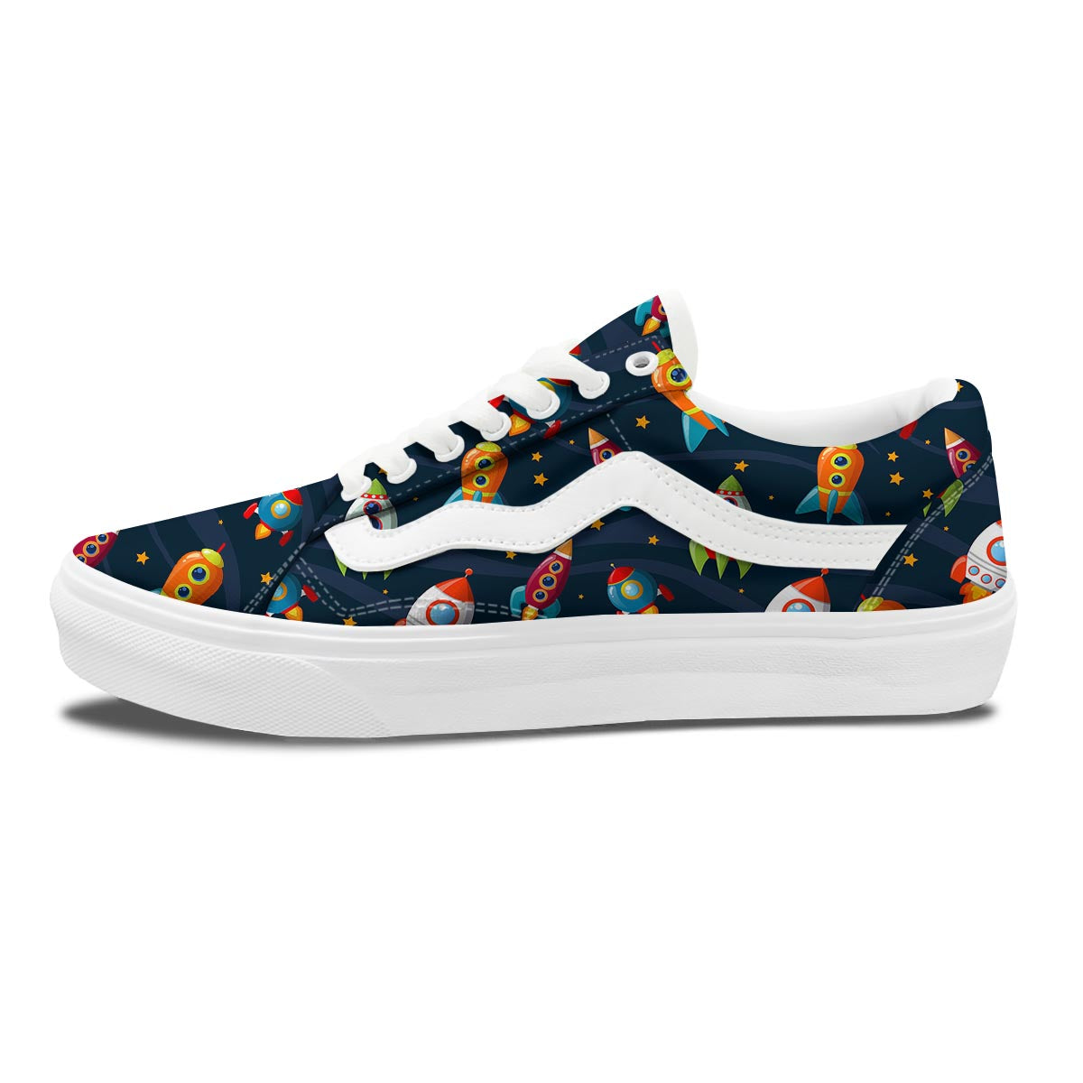 Rockets Space Print Pattern Skate Shoes-grizzshop