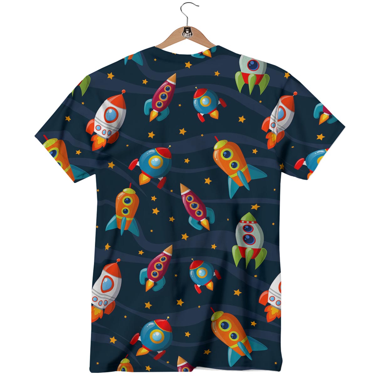 Rockets Space Print Pattern T-Shirt-grizzshop