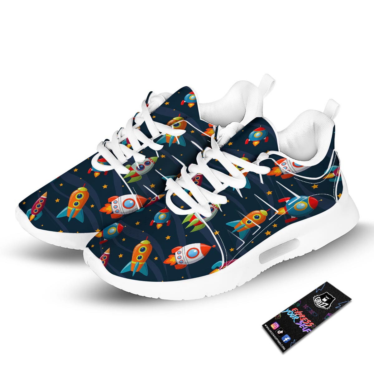 Rockets Space Print Pattern Tennis Shoes-grizzshop