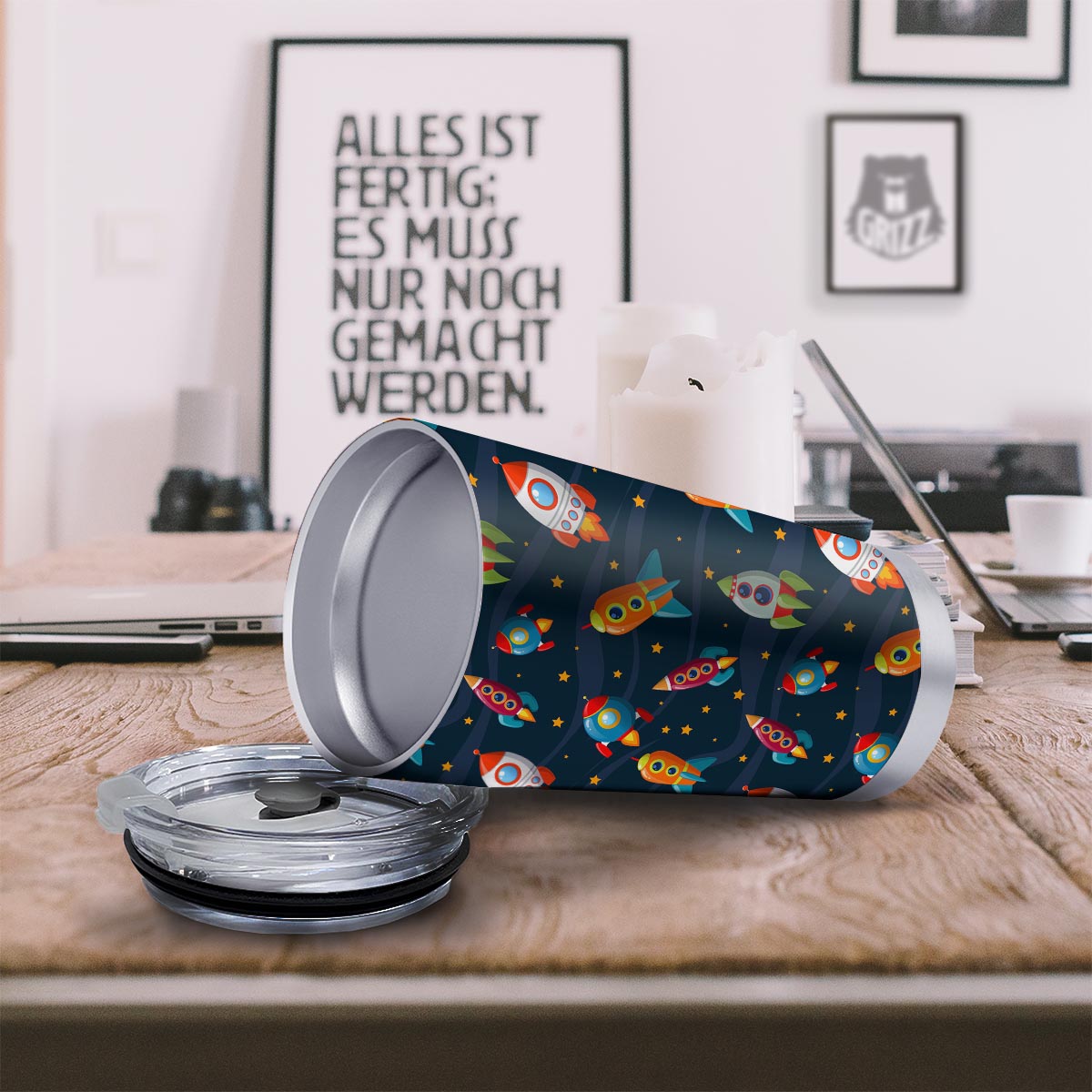 Rockets Space Print Pattern Tumbler-grizzshop