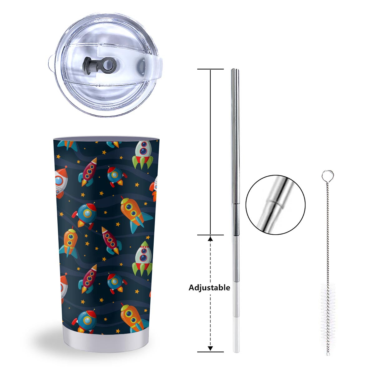 Rockets Space Print Pattern Tumbler-grizzshop