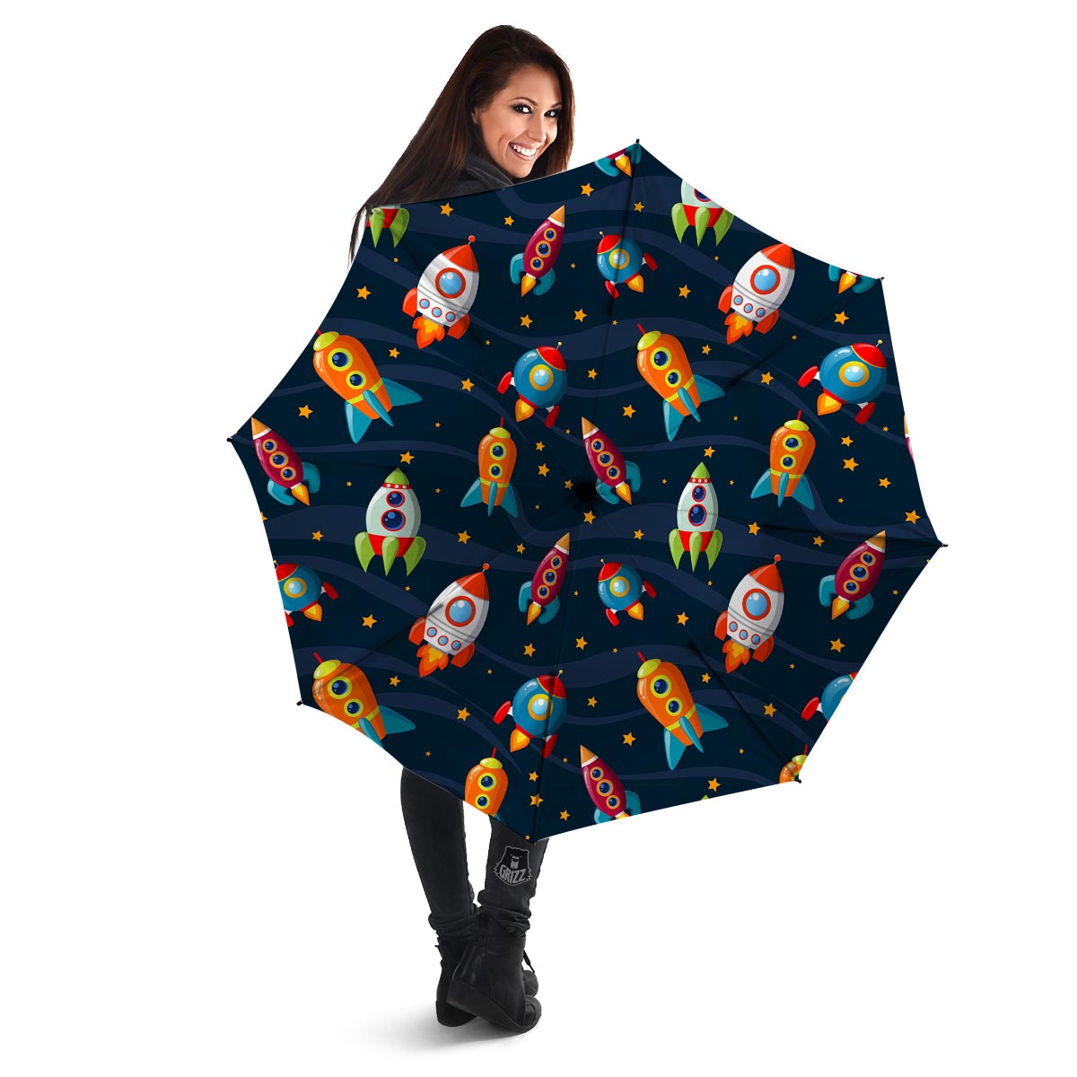 Rockets Space Print Pattern Umbrella-grizzshop