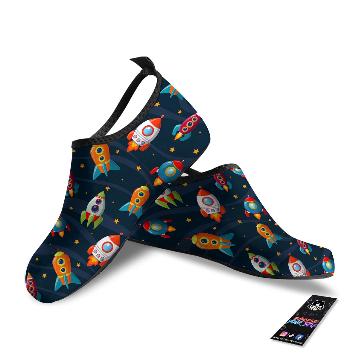 Rockets Space Print Pattern Water Shoes-grizzshop