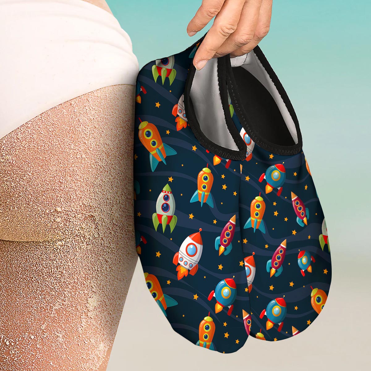 Rockets Space Print Pattern Water Shoes-grizzshop