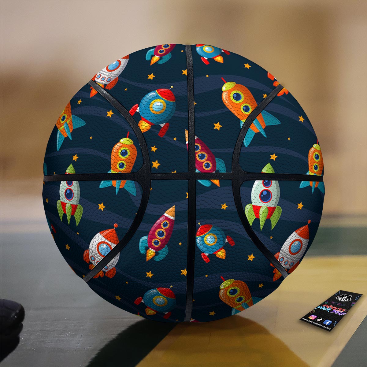 Rocket Watercolor Print Pattern Basketball