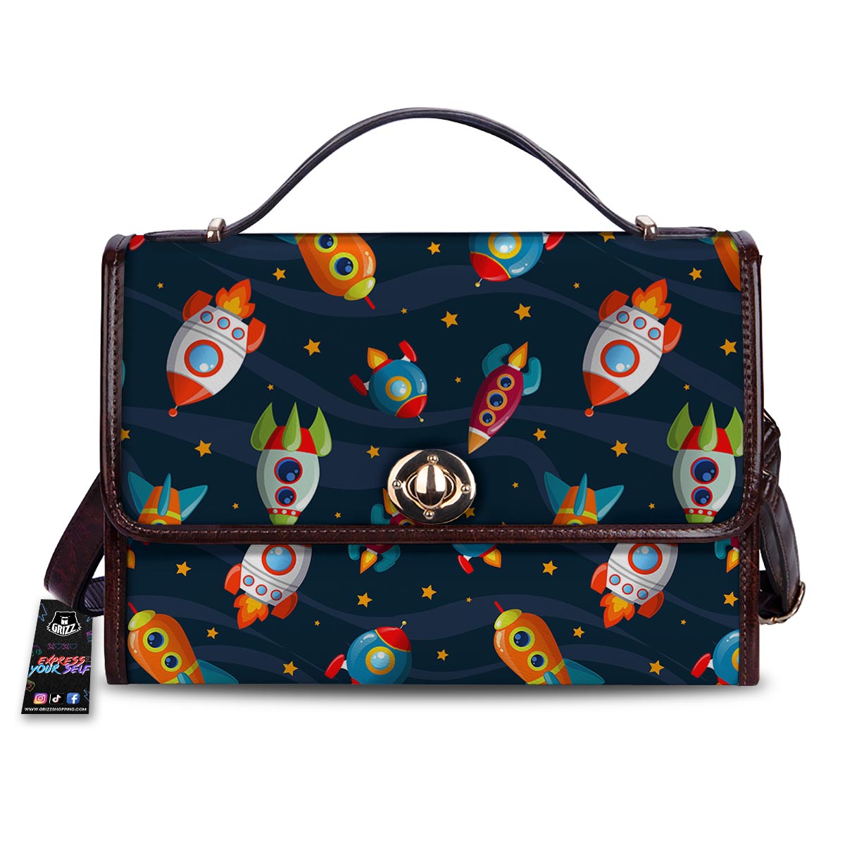 Rockets Space Print Pattern Women's Satchel Bag