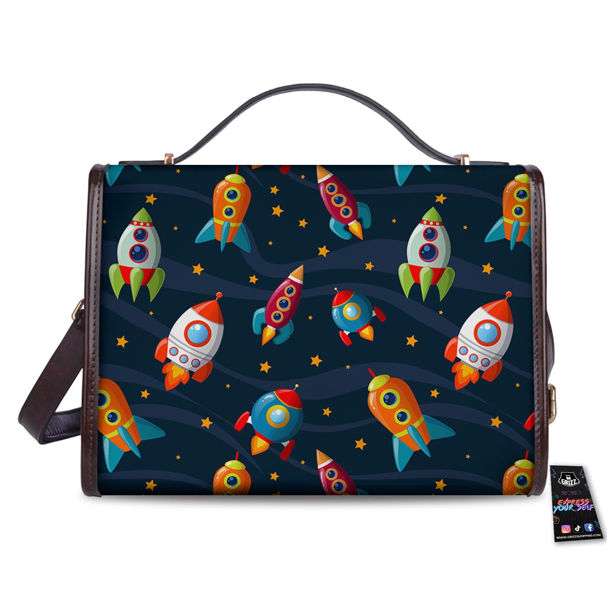 Rockets Space Print Pattern Women's Satchel Bag