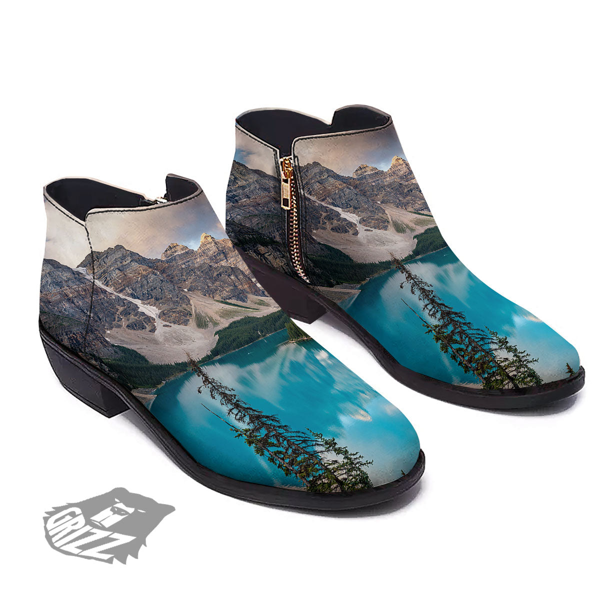 Rocky Mountain Print Ankle Boots-grizzshop