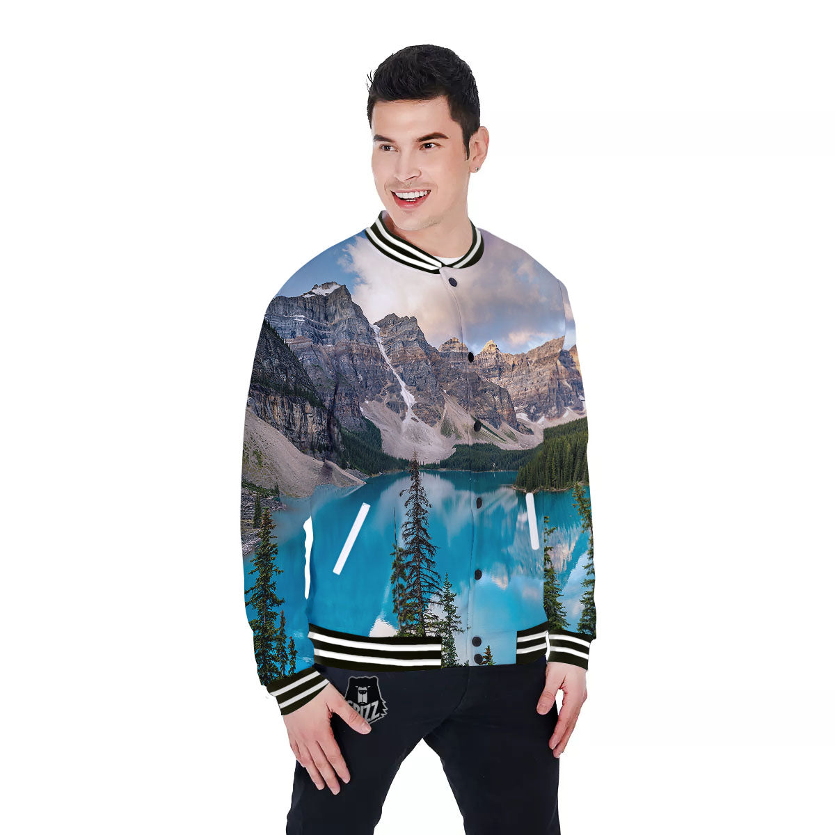 Rocky Mountain Print Baseball Jacket-grizzshop