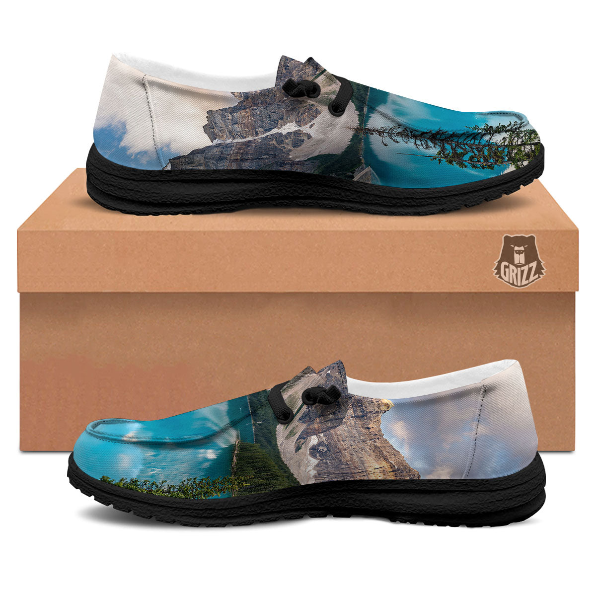 Rocky Mountain Print Black Loafers-grizzshop
