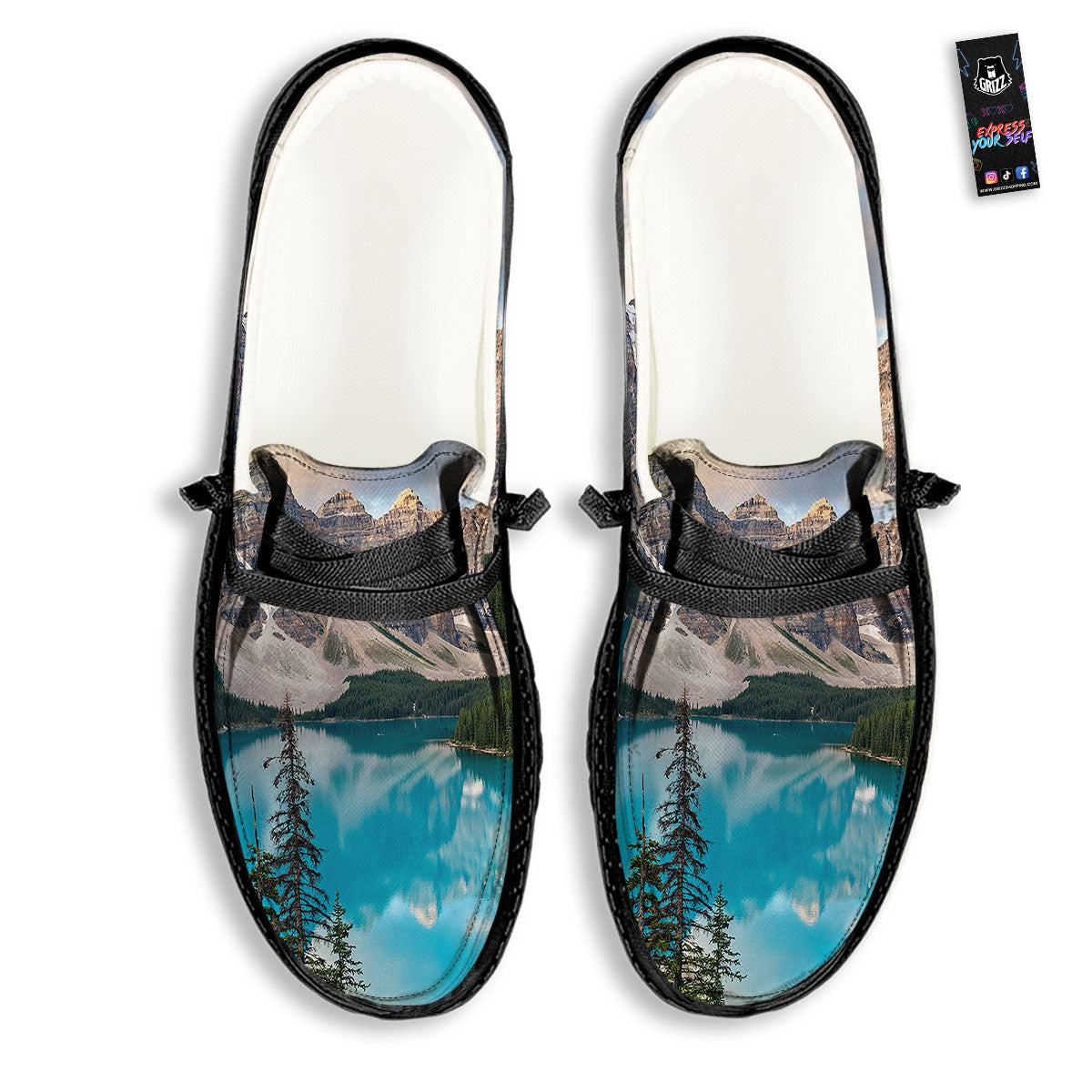 Rocky Mountain Print Black Loafers-grizzshop