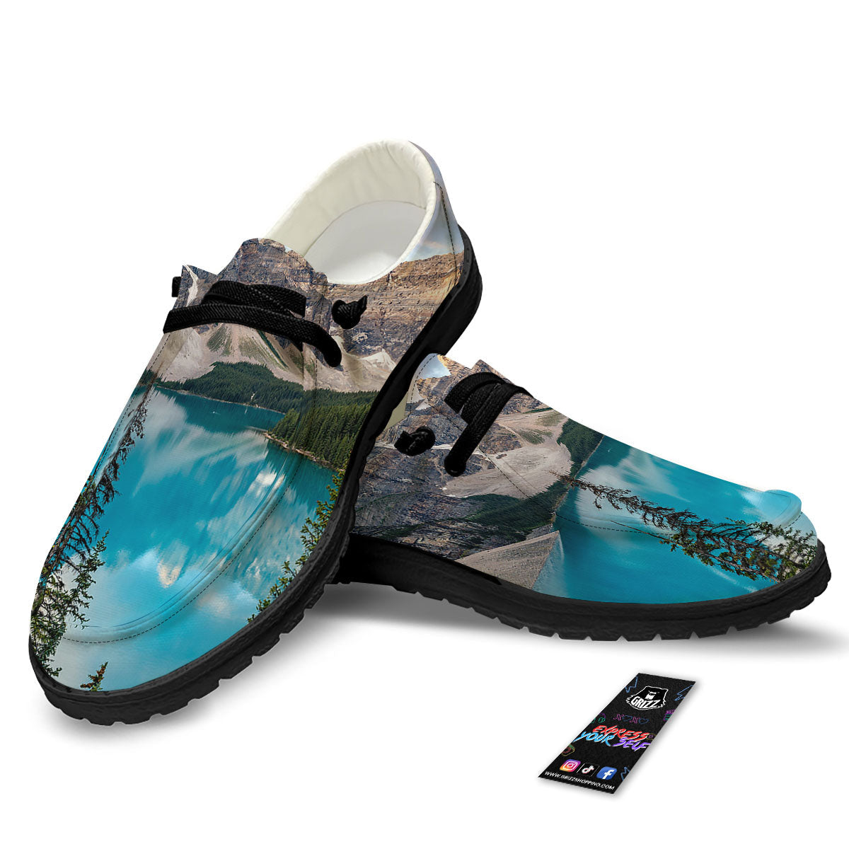 Rocky Mountain Print Black Loafers-grizzshop