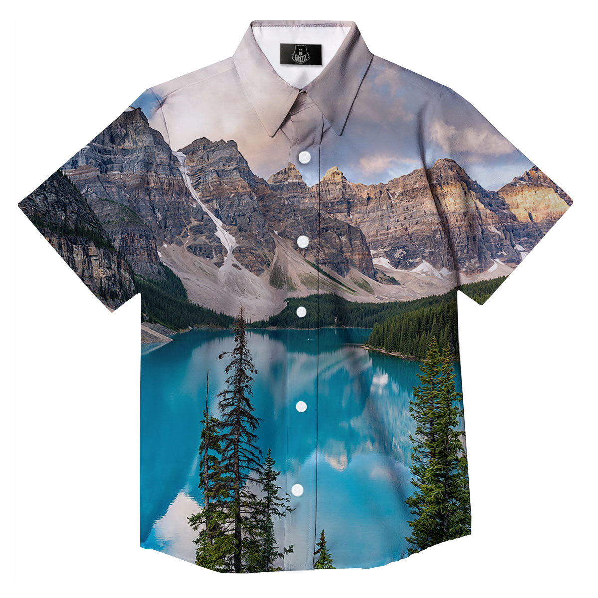 Rocky Mountain Print Button Up Shirt-grizzshop