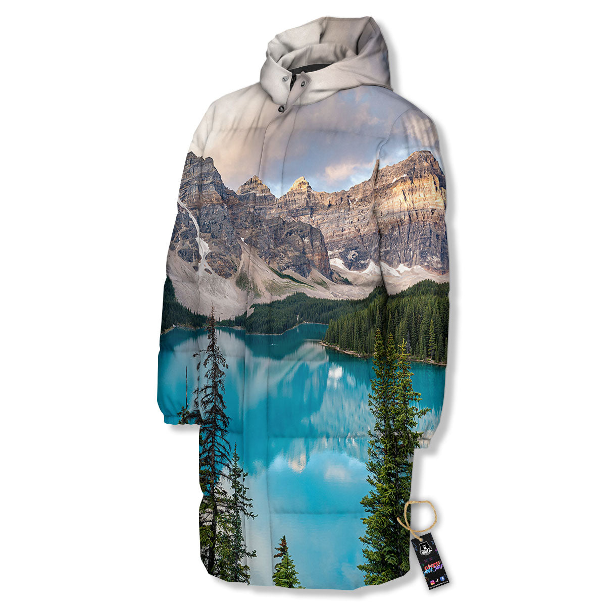 Rocky Mountain Print Long Down Jacket-grizzshop