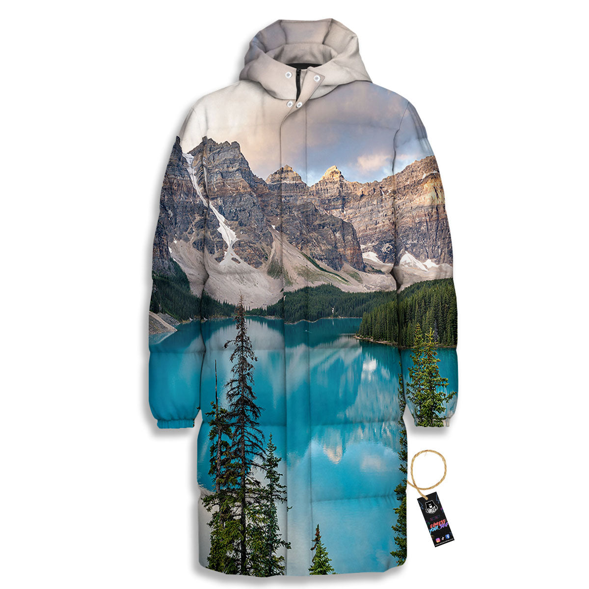 Rocky Mountain Print Long Down Jacket-grizzshop