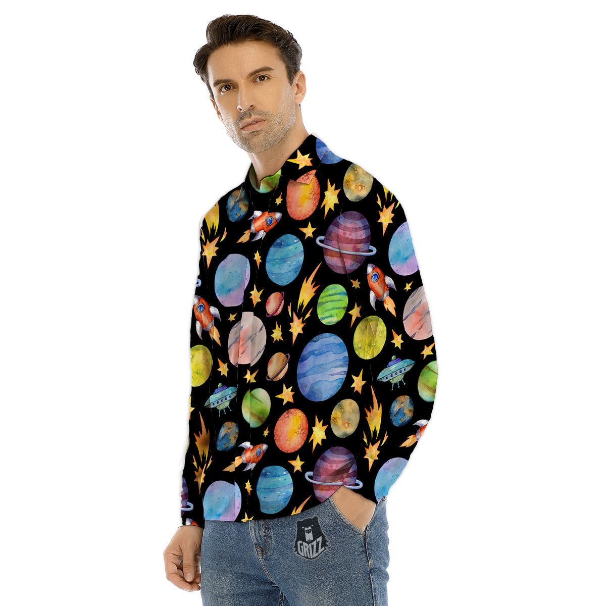 Rocky Mountain Print Men's Dress Shirts-grizzshop