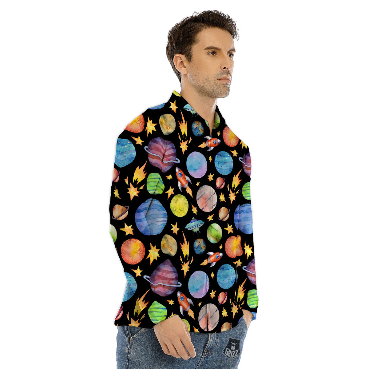 Rocky Mountain Print Men's Dress Shirts-grizzshop