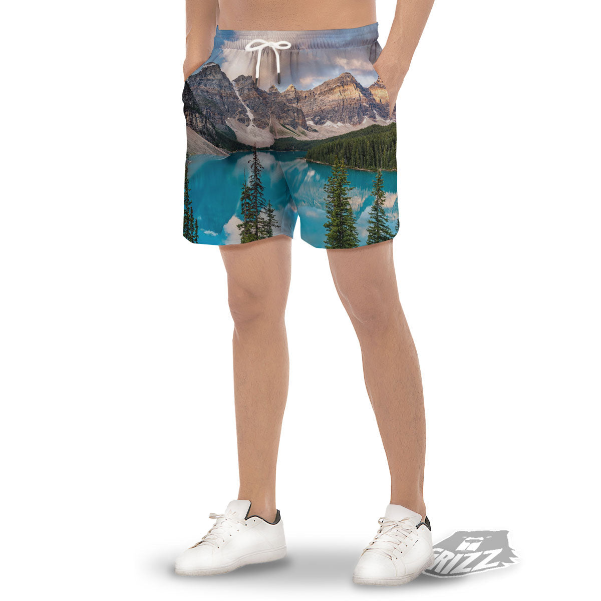 Rocky Mountain Print Men's Gym Shorts-grizzshop