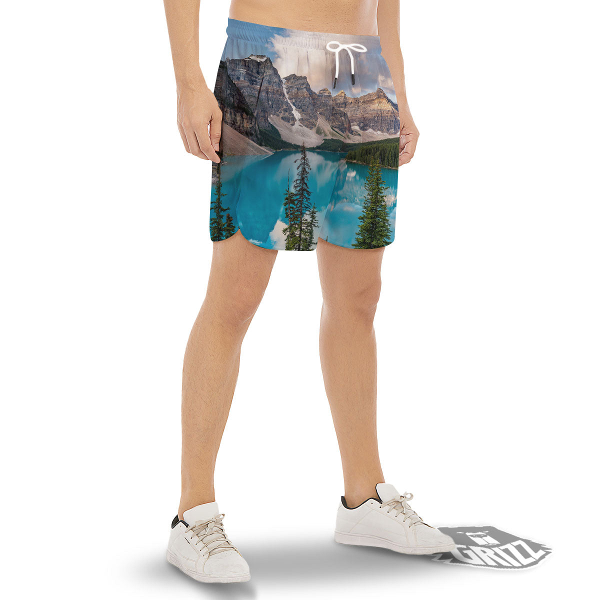Rocky Mountain Print Men's Gym Shorts-grizzshop