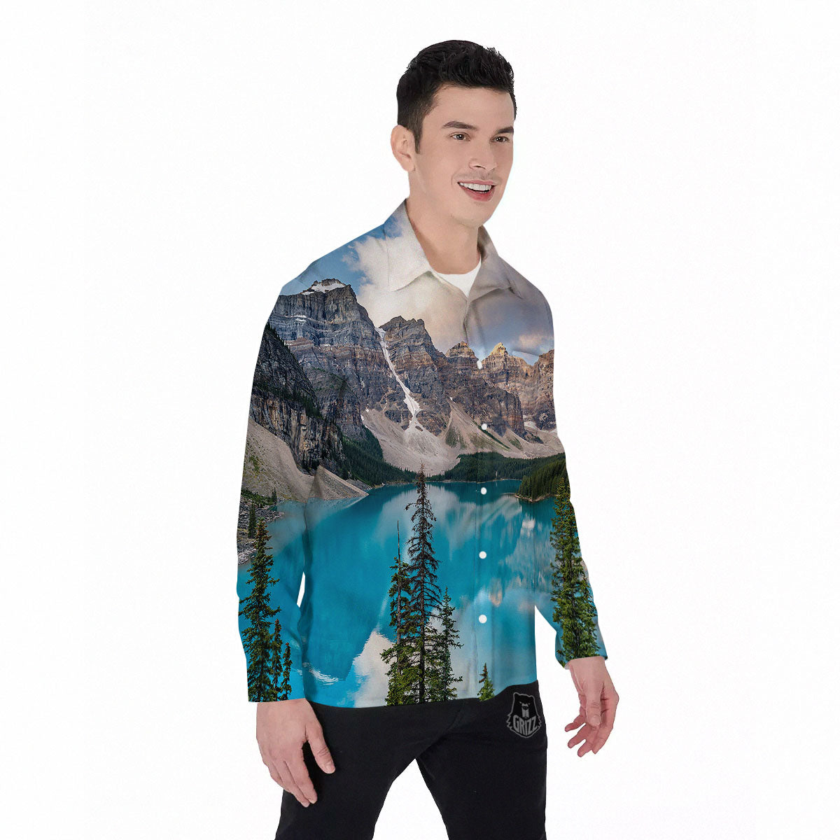 Rocky Mountain Print Men's Long Sleeve Shirts-grizzshop