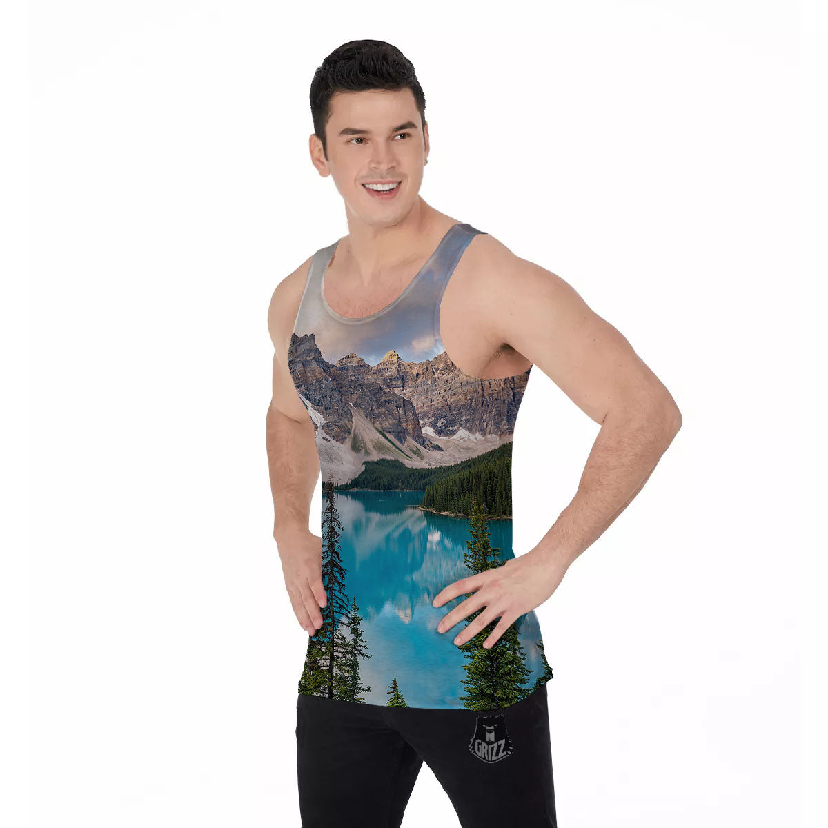 Rocky Mountain Print Men's Tank Top-grizzshop
