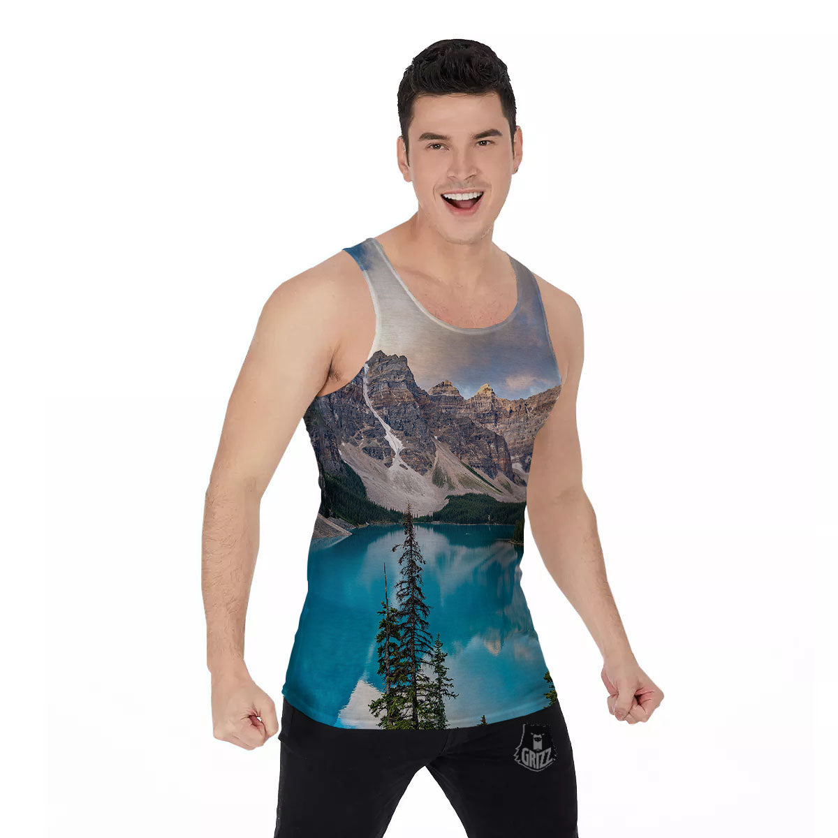 Rocky Mountain Print Men's Tank Top-grizzshop