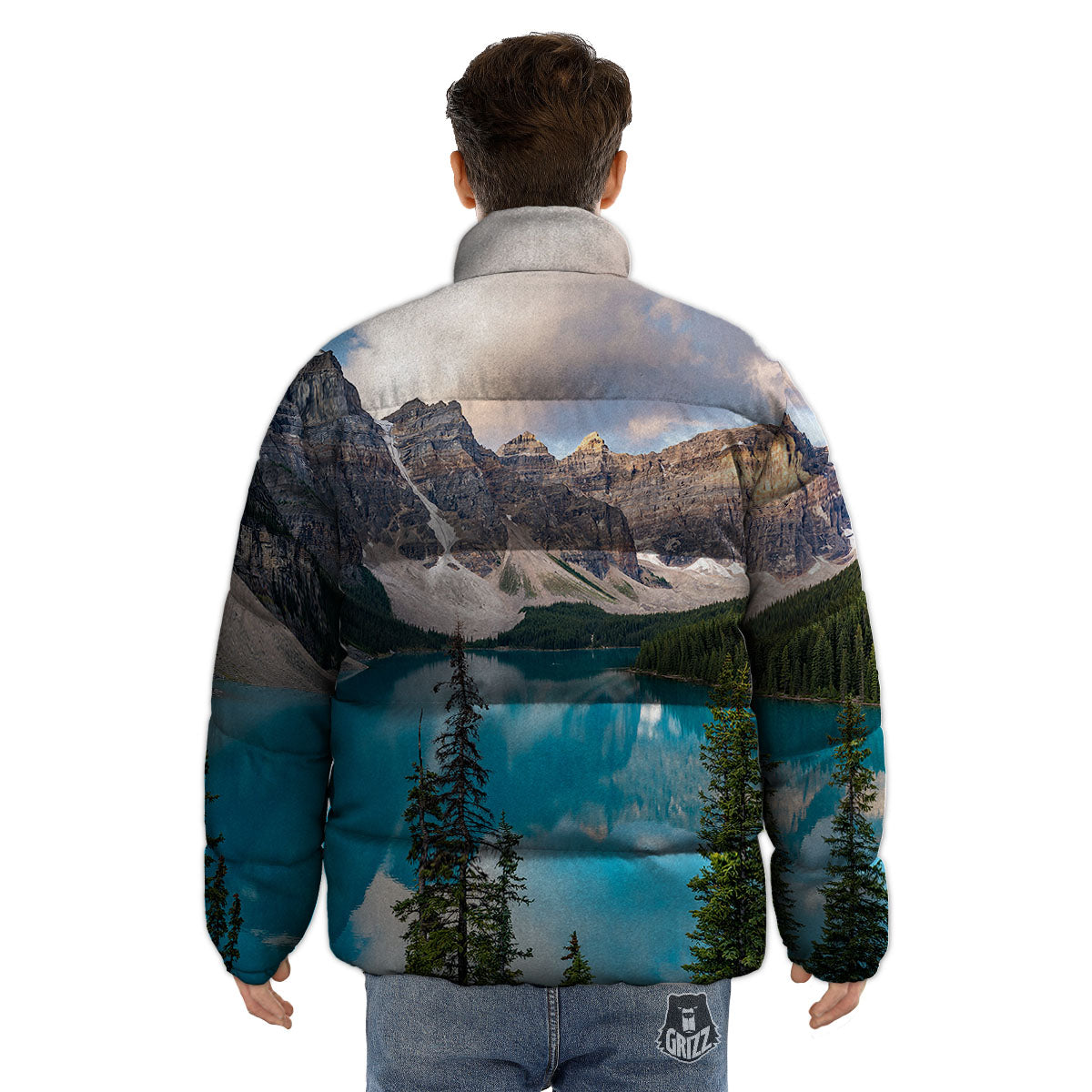 Rocky Mountain Print Puffer Jacket-grizzshop