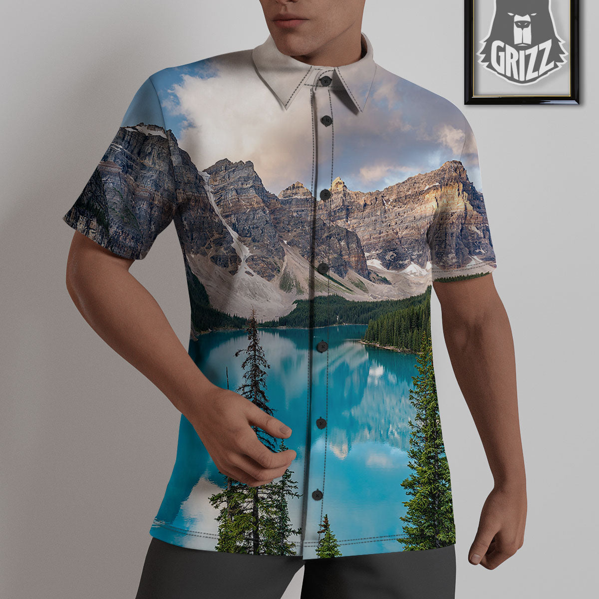 Rocky Mountain Print Untucked Shirts-grizzshop