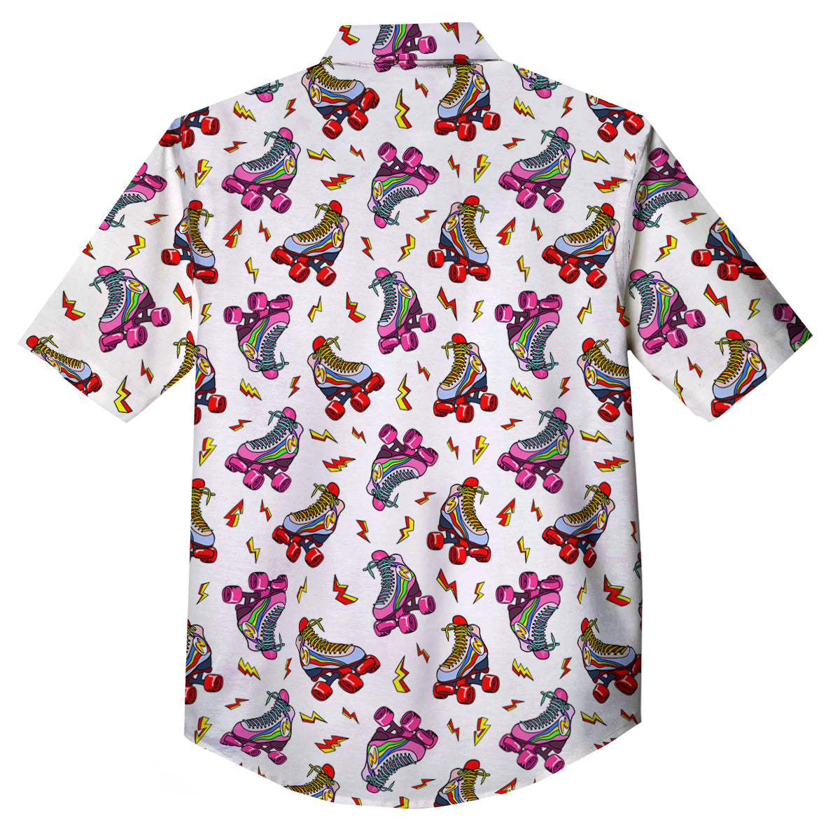 Roller Skates Lightning Print Pattern Button Up Shirt-grizzshop