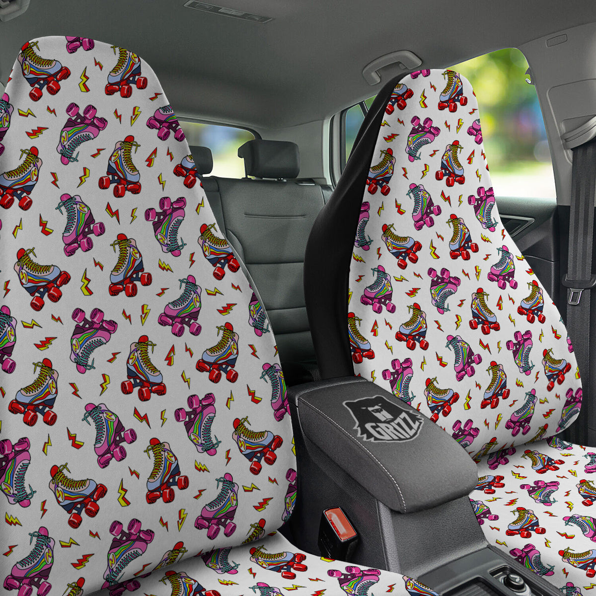 Roller Skates Lightning Print Pattern Car Seat Covers-grizzshop