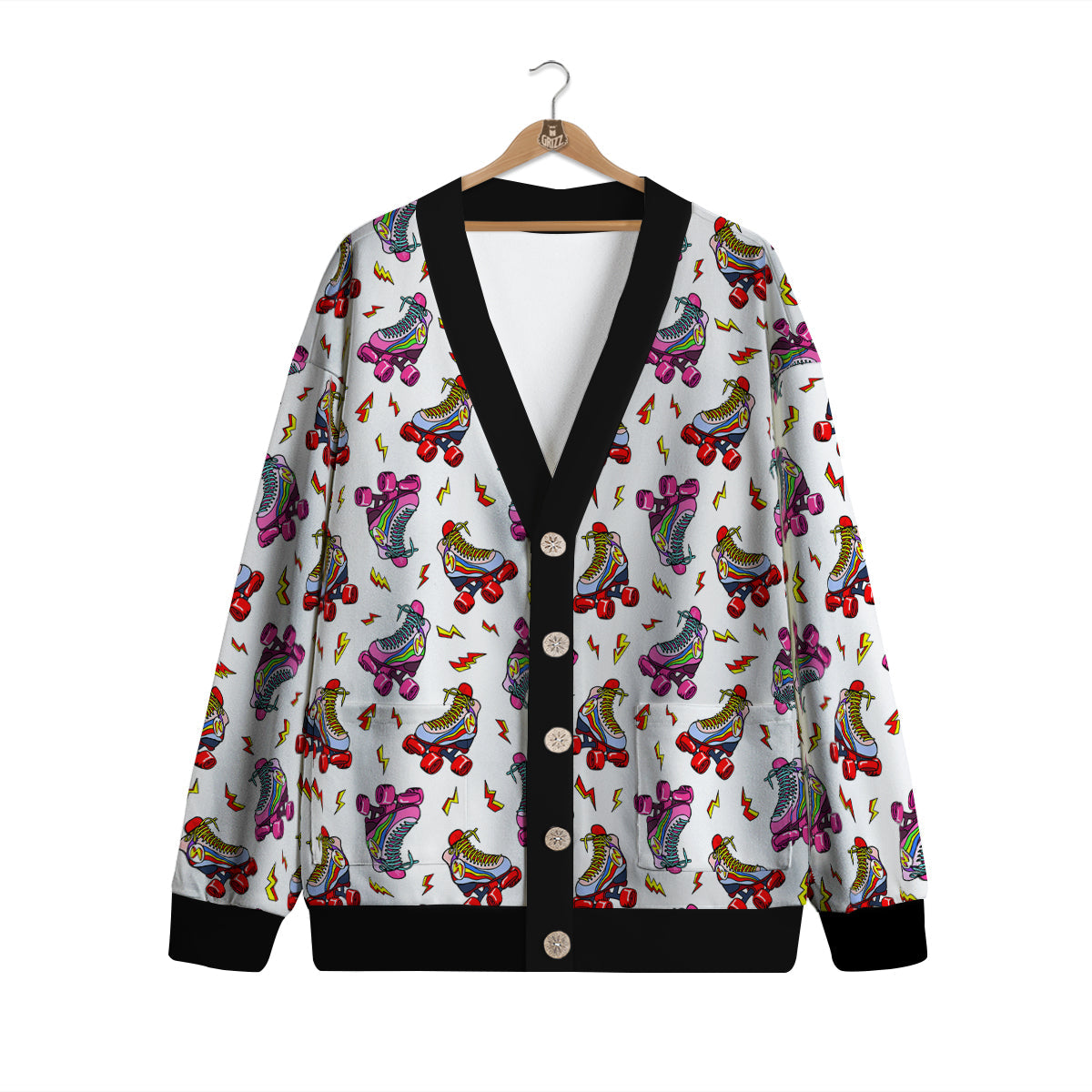 Roller Skates Lightning Print Pattern Cardigan-grizzshop