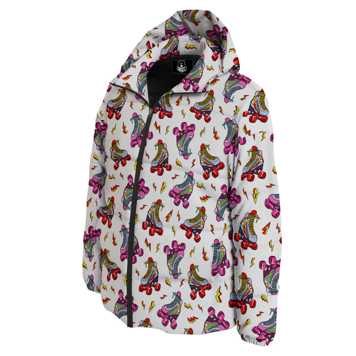 Roller Skates Lightning Print Pattern Down Jacket-grizzshop