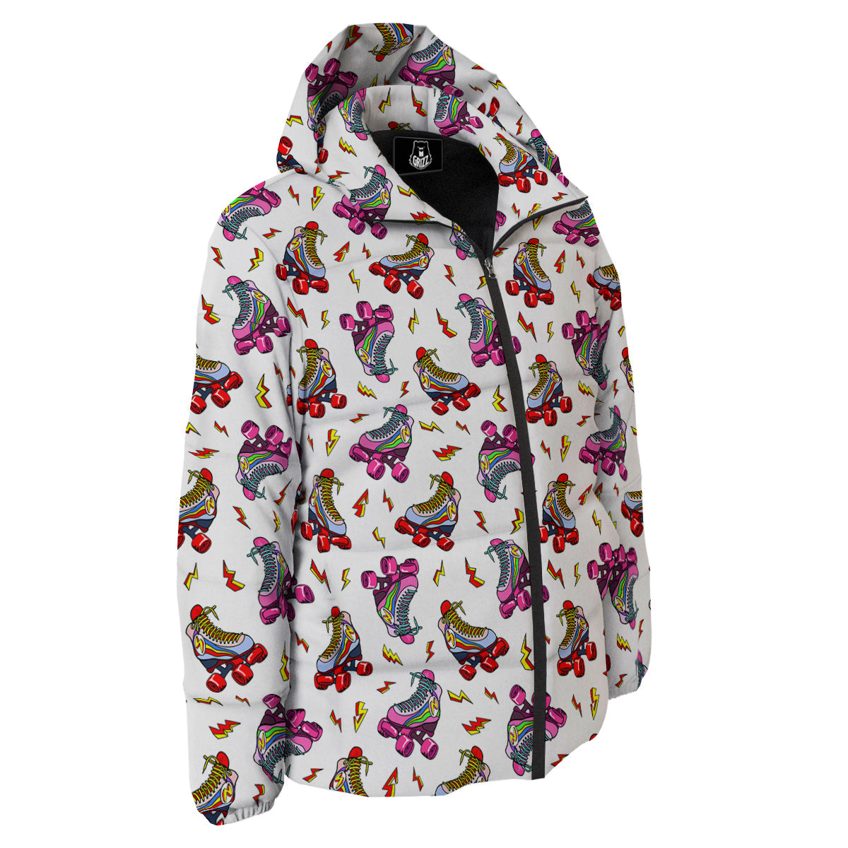 Roller Skates Lightning Print Pattern Down Jacket-grizzshop