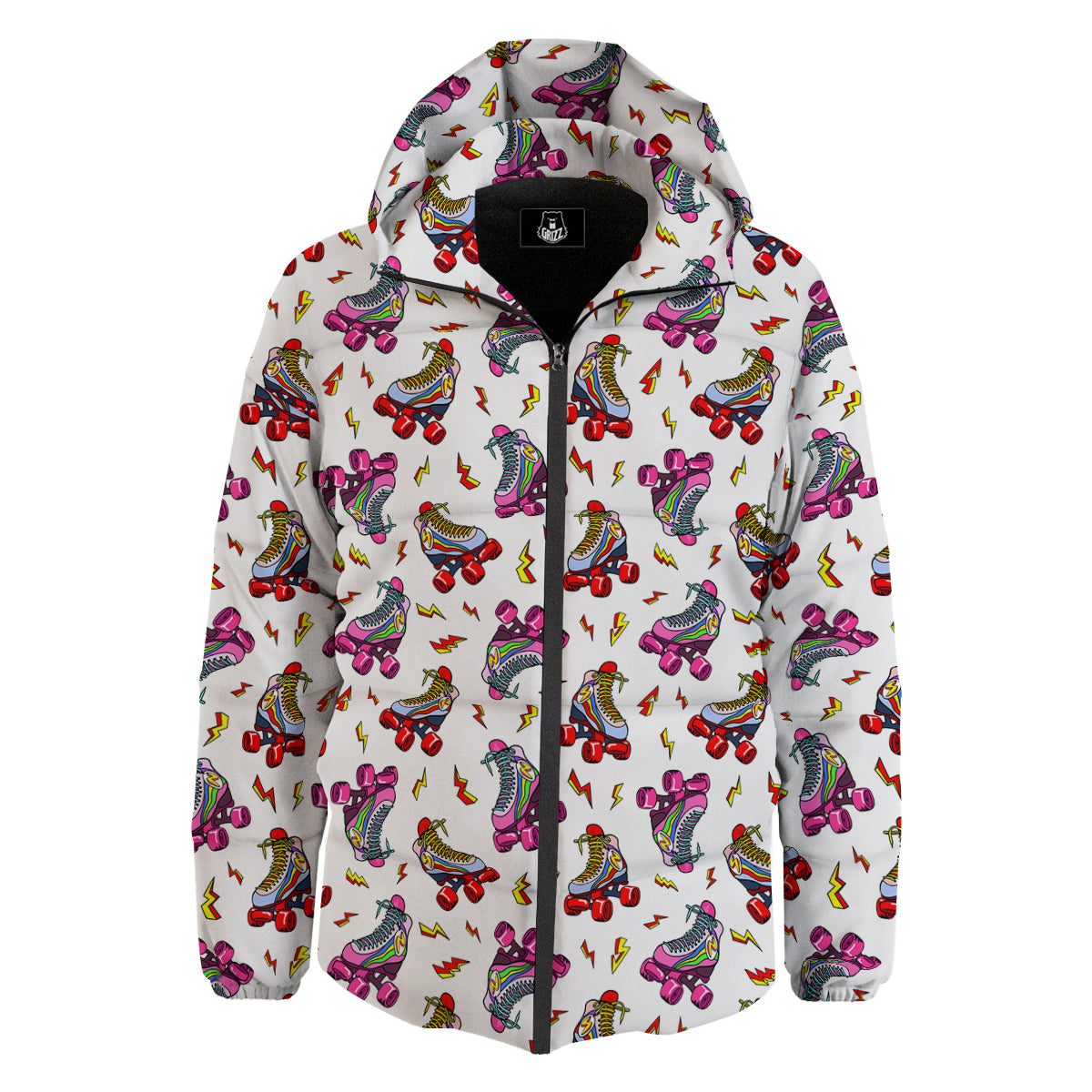 Roller Skates Lightning Print Pattern Down Jacket-grizzshop