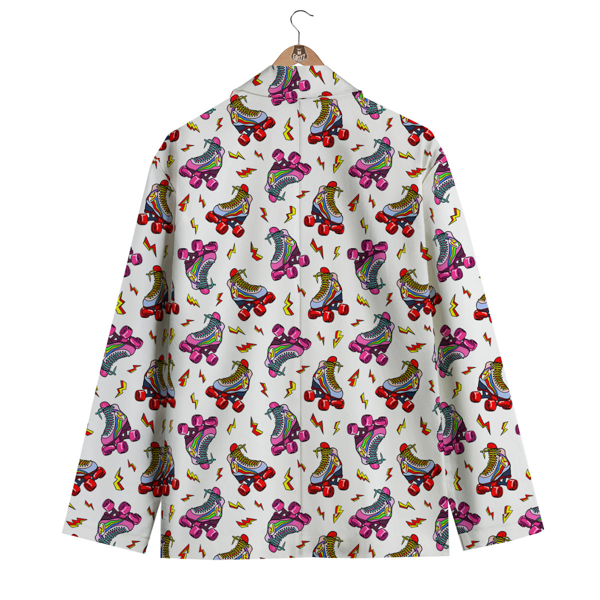 Roller Skates Lightning Print Pattern Men's Blazer-grizzshop