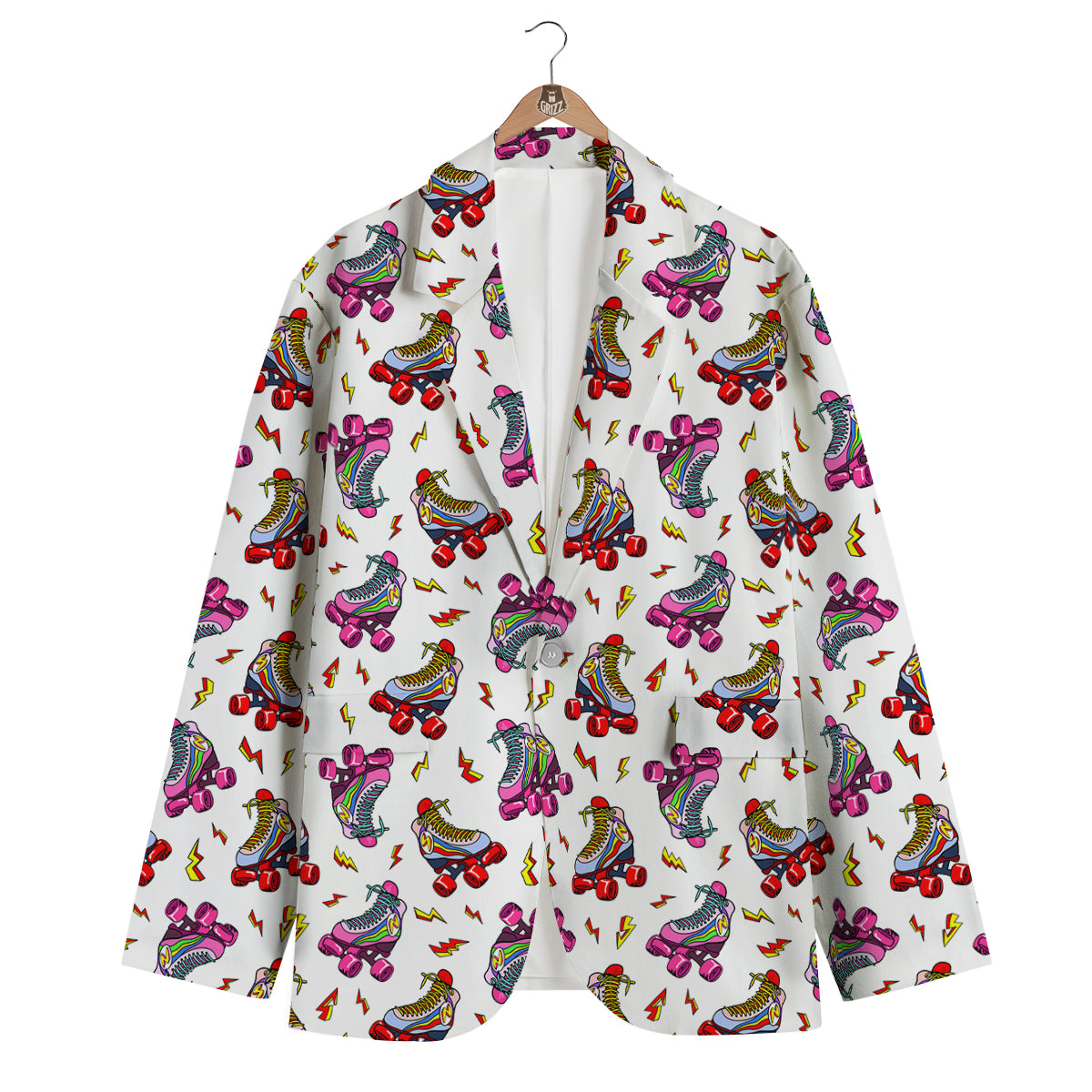 Roller Skates Lightning Print Pattern Men's Blazer-grizzshop