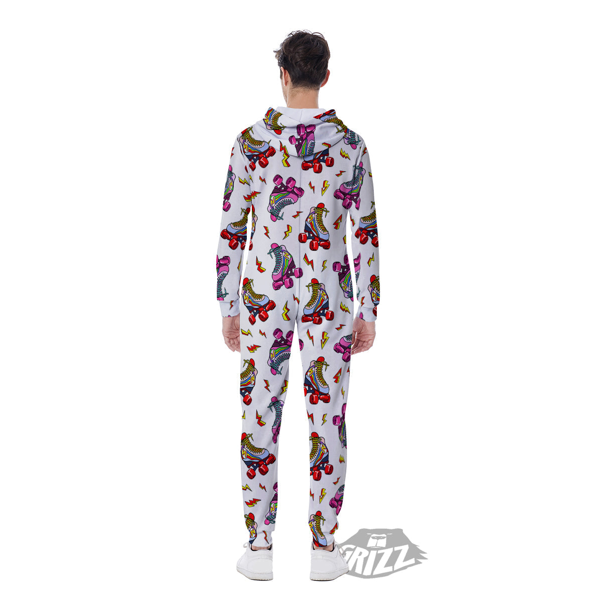 Roller Skates Lightning Print Pattern Men's Jumpsuit-grizzshop