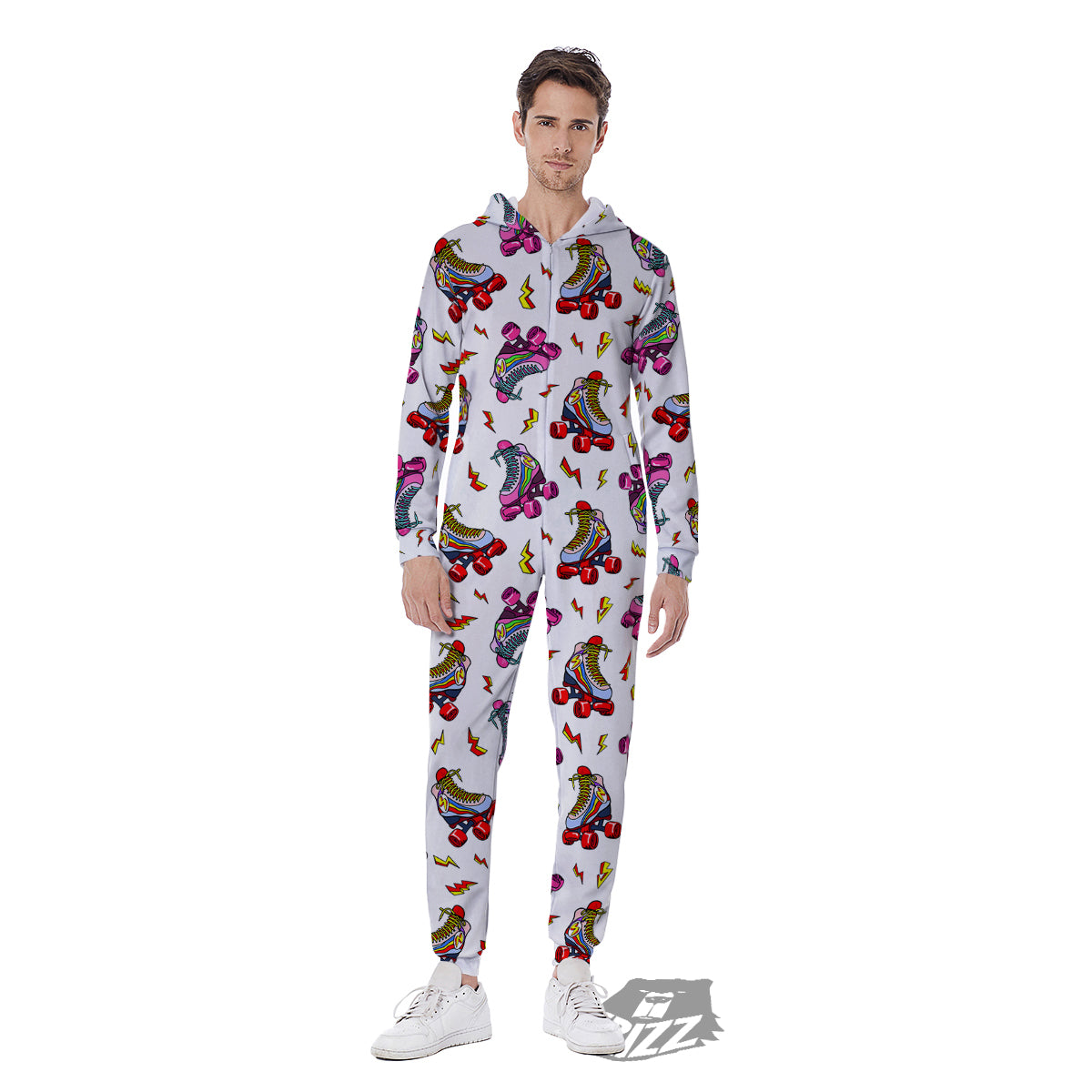 Roller Skates Lightning Print Pattern Men's Jumpsuit-grizzshop