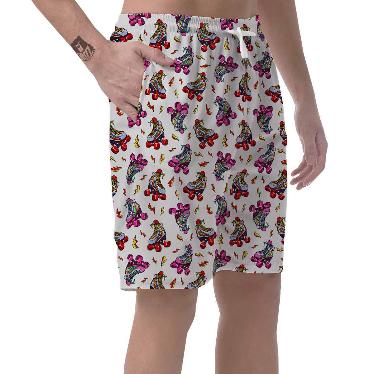 Roller Skates Lightning Print Pattern Men's Shorts-grizzshop